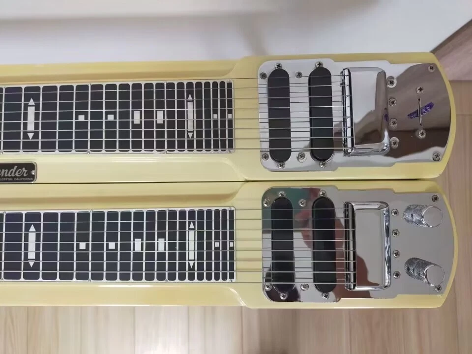 Fender 8 String Double Neck Steel Guitar Hawaiian with Hard Case Stand - Image 4 of 4