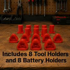 Fits Milwaukee M12 Tool and Battery Wall Mount Holder Red 8 of Each Organizer