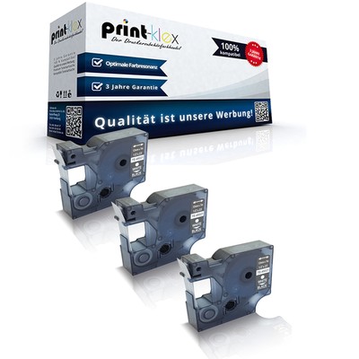 3x Premium Schriftbänder für Dymo 45021 / S0720610 12mm x 7m - Easy Print Serie