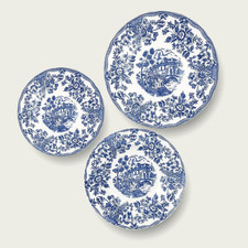 - Servizio Di Piatti 18 Pezzi INGLESE BLU - 6 Piatti Piani - 6 Piatti Fondi - 6 