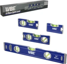 4-Piece Torpedo Level Set, Aluminium Alloy Magnetic Spirit Level Included 16", 7