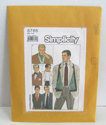 Simplicity 8785 Men's Accessories: Ties, Bow Tie, Ascot, Scarf & Cummerbund UC