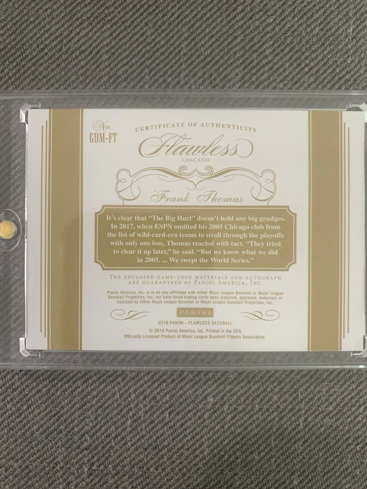 Frank Thomas 2016 Panini Flawless Auto Bat Jersey /10 Chicago White Sox - Image 2 of 2