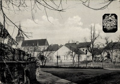 Postcard Kranenburg on the Lower Rhine, black and white picture, houses, tree branches,... - 4965095