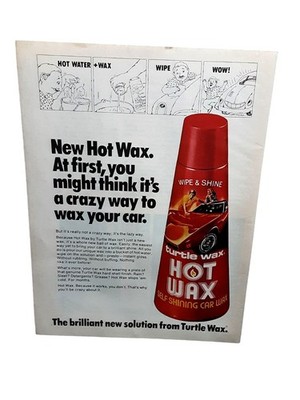 1975 Turtle Wax Hot Wax Vintage Car Care Ad Cartoon Comic Style