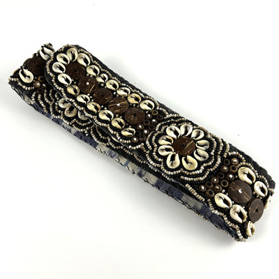 Handmade Cowrie Sea Shell Bead Coconut Fabric Belt Band Boho Hippie Gypsy 32 x2''