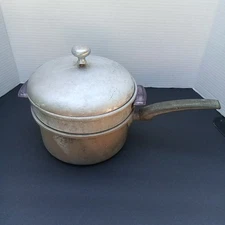 Vintage Mardigian Corp Aluminum 3 Quart Pot / Double Boiler & LidDetroit, MI USA