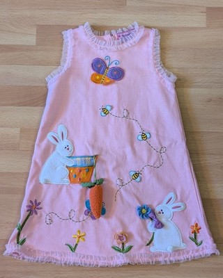 LAST ONE! SPRINGTIME CREATIONS Pink EASTER Dress 3D Bunnies Butterflies 3T NEW!