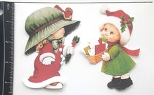 Lot of 2 Holiday Christmas Little Girls Mail SINGLE LAYER Embellishments 695