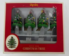 SPODE Christmas Tree Canape Knives Cheese Spreaders NEW In Box Set Of 4