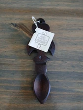 Vintage Welsh Love Spoon Hand Carved Wood Huw Jones Wales w/ Tag