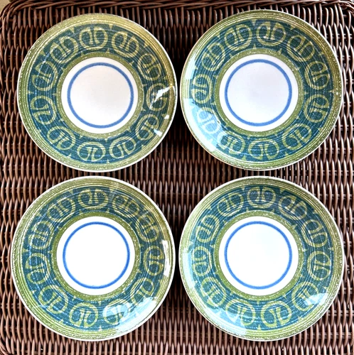 Vintage Royal China Turquoise Blue & Avocado Green 7" Plates Side Salad (8 avail