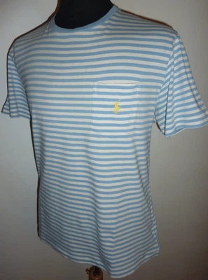 Ralph Lauren Polo Blue Stripe T Shirt Pocket Tee Short Sleeve Cotton Top Large - Image 1 of 4