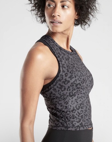Athleta Shanti Crop Leopard Tank, Spring Night #502382 Gray Leopard Print MT - Picture 3 of 10
