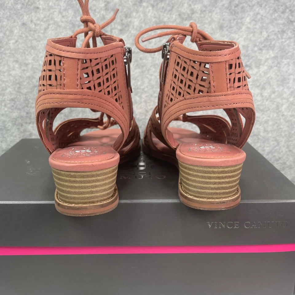 Nova Sandália Vince Camuto 8.5 Larga Rollera Couro Sushi Cadarço Gladiador Cunha - Imagem 4 de 4