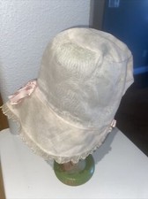 Antique doll Light Pink Organdy Hat Bonnet