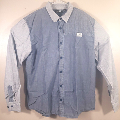 Vans Shirt Mens Large Off the Wall  Denim Chambray  Blue Jean 2 Tone