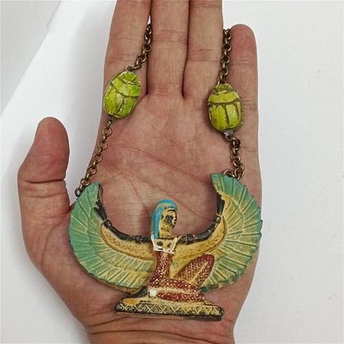 Handmade Egyptian Isis Necklace with Scarabs – Pharaonic Style Jewelry - Picture 6 of 8