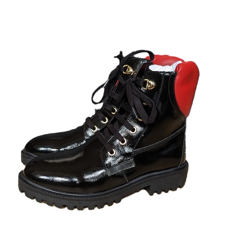 Love Moschino boots naplak pu nero patent leather upper  size 36