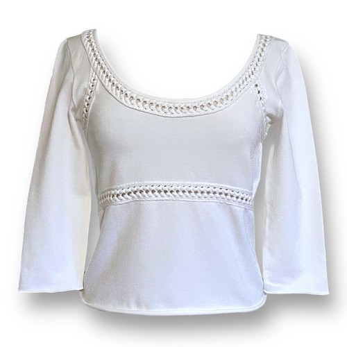 Roberto Cavalli Womens Top Sz Medium White Knit Low Back Cropped Blouse Italy