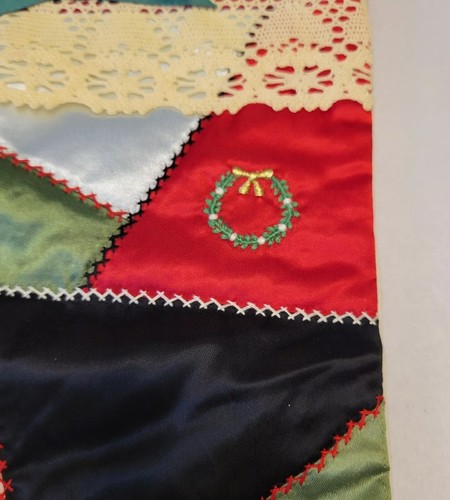 Vintage House Of Hatten Weihnachtsstrumpf Crazy Quilt helle Farben Landhaus Cor - Bild 7 von 9