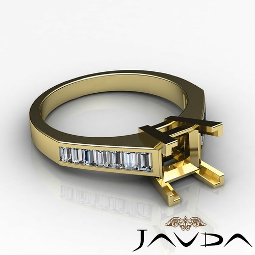 Custom Princess Semi Mount Baguette Channel Set Diamond Engagement Ring 0.85Ctw - Picture 9 of 33