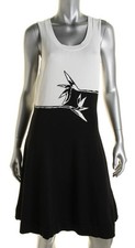 RACHEL ROY ~ Black & White Colorblock Shift Knit Dress XL NEW $119