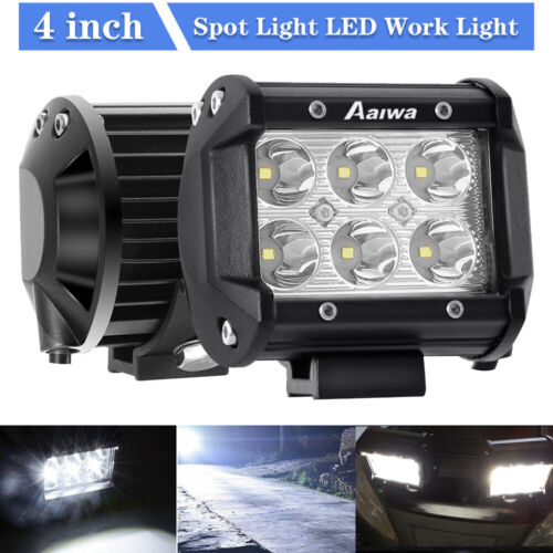 2x 4 Inch LED Work Light Bar Spot Flood Light Driving Lamp Offroad Car Truck SUV - Afbeelding 1 van 12
