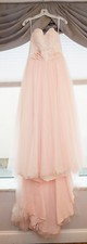 David's Bridal Jewel Strapless Tulle Beaded Lace Blush Pink Wedding Dress
