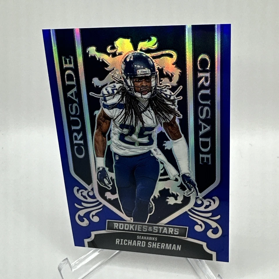 Richard Sherman 2023 Rookies & Stars Prizm Crusade Blue Parallel /50 Seahawks - Image 3 of 4