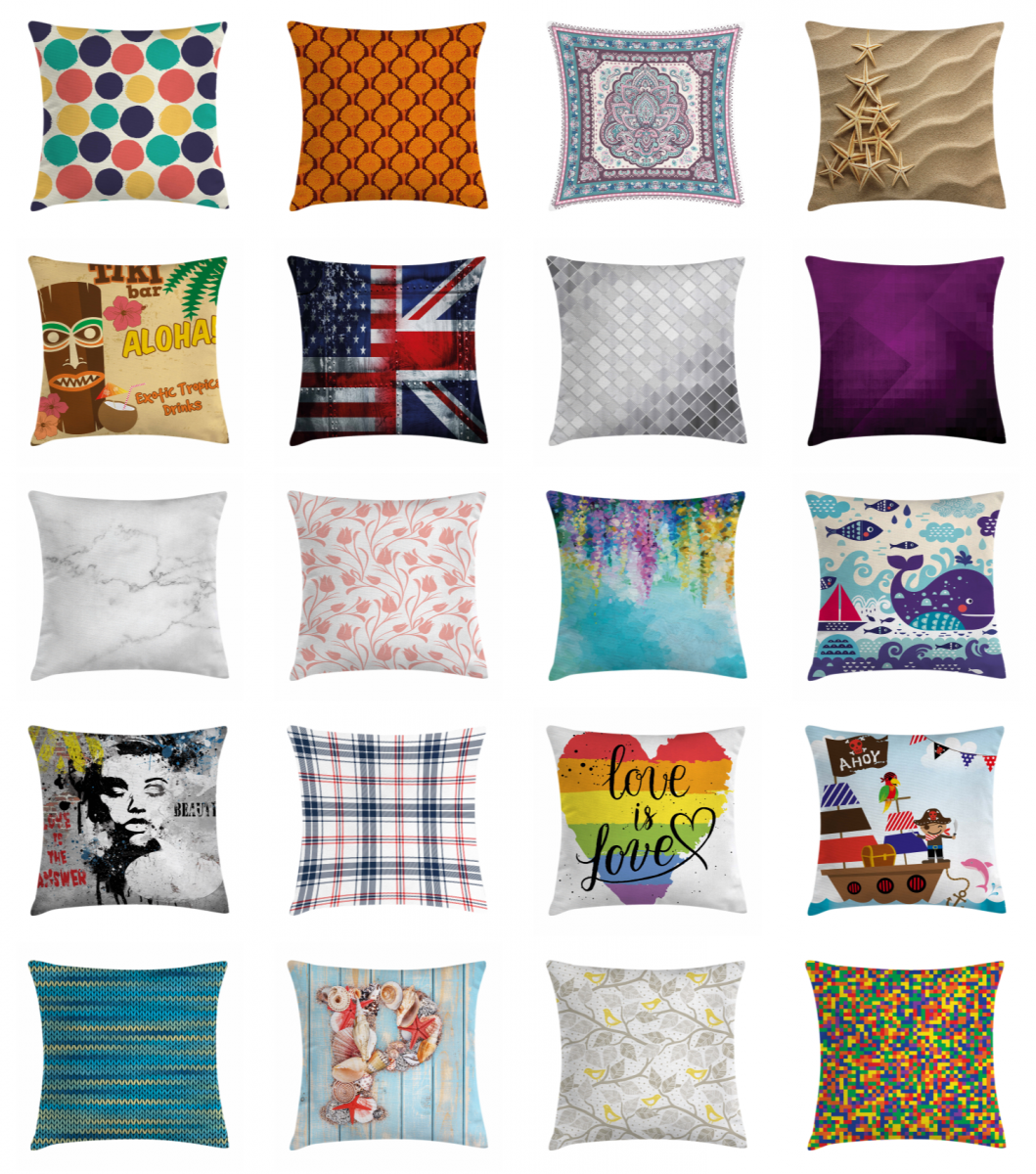 Throw Pillowcase with Square in 4 Sizes Printed Design by Ambesonne