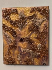 Quadro Originale Astratto Con La Resina Epossidica Ed I Cristalli, Size 24x30cm