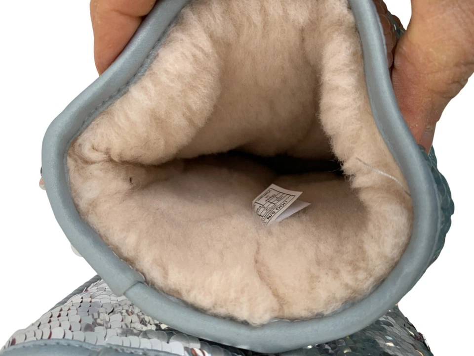 UGG 7 женщин блестками серебра блестящий классический ботинки размер 7 стриженный мех зима 8307 - Изображение 4 из 4