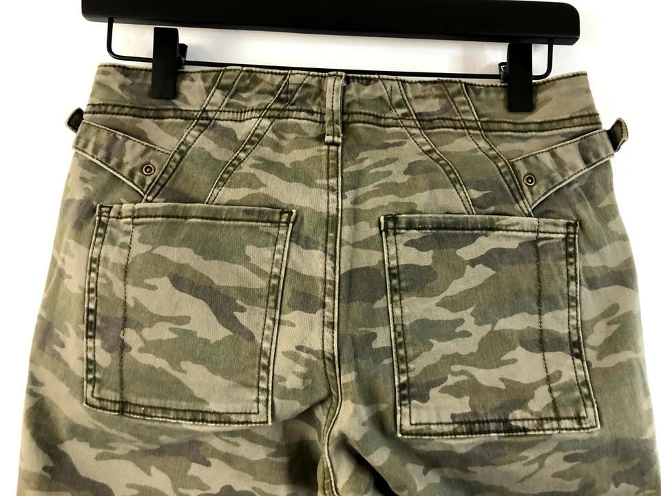 Anthropologie Jeans Size 25 Camo Green Gray High Waisted Ankle Pants Pockets - Image 4 of 4
