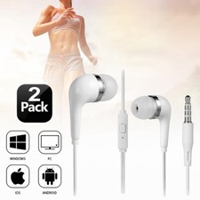 2Pcs For Samsung iPhone PC Handsfree Wired Headphones Earphones Earbud with Mic
