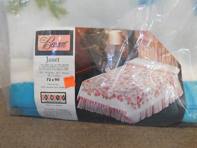 NWT Vintage Beacon Acrylic Poly 72x90 Pink Blue Green Floral