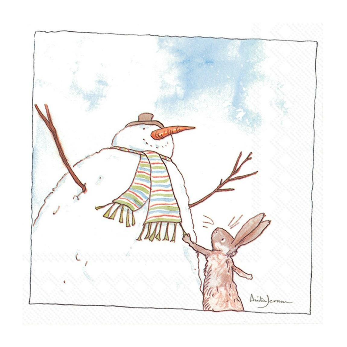 Anita Jeram Hello Snowman Paper Napkins Christmas Lunch Party Festive Serviettes