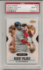2007 FINEST #74 ALBERT PUJOLS, PSA 10 GEM MINT,  REFRACTOR, L.A. ANGELS, POP 8