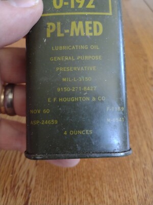 Vintage Oil Can - 1960's Army Military O-192 PL- MED Lube Oil 4