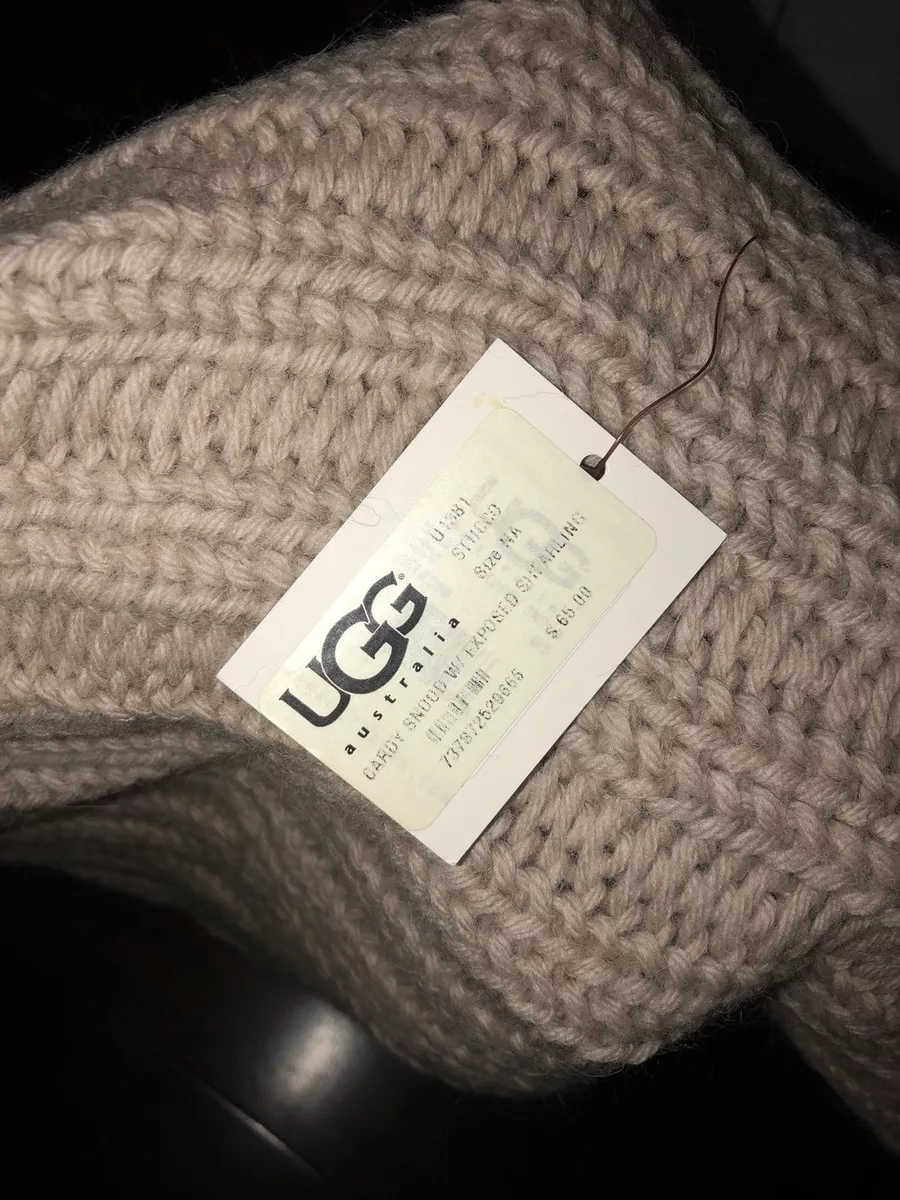 New UGG Australia Beige Cardy Knit Snood Scarf Neck Warmer Head Cover Wool Blend