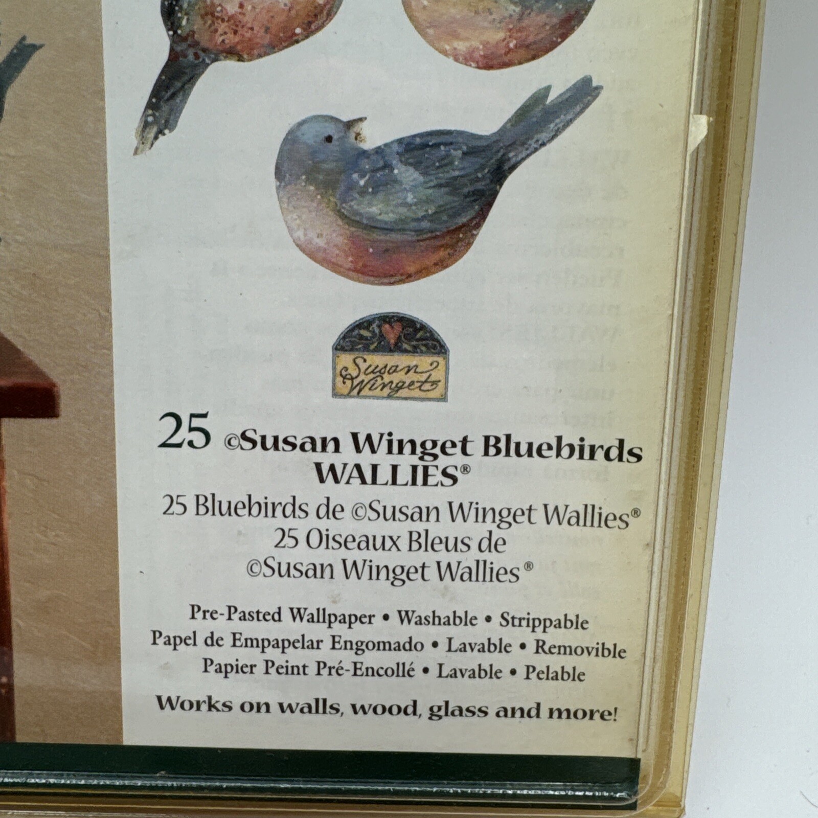 Lot of 2 - Vintage Wallies Wallpaper Cutouts Susan Winget Bluebirds