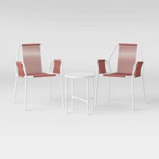 PROJECT 62 FISHER 3-PIECE PATIO CHAT SET, MAUVE/WHITE