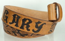 Men's Tooled Leather Belt - Oak Leaves  Acorns - GARY - 43" Length