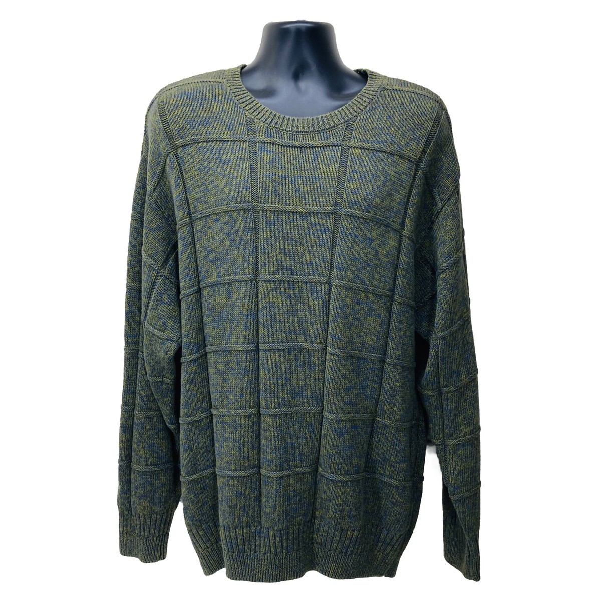 ROUNDTREE & YORKE Collection Sz XL Green & Blue Cotton Chunky Knit