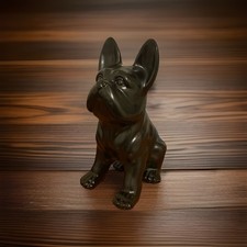 Statua Decorativa da Arredamento Cane Bulldog Francese Soprammobile Colore Nero