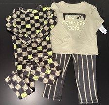 NWT Halloween Cat  Jack, Shirt And Pant Set, Checkered Spiderweb Pajama Set, 4T