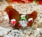 LIMITED to 6  Fenton/WVG **CHOCOLATE "SNOWY GNOME" MINIATURE HEN FIGURINE**2025
