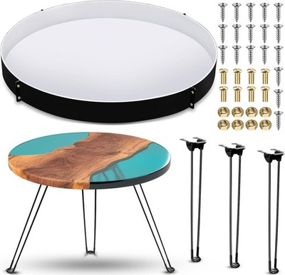 24 Inch Extra Large Resin Table Molds Round Epoxy Resin Molds Set with Metal ...
