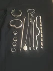 A LOT OF 12 STERLING SILVER (925) MIXED LOT OF VINTAGE BRACELETS NECKLACE  RINGS