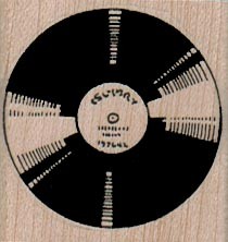 Record Face On 1 1/2 x 1 1/2" Mounted Rubber Stamp, Objects Stamp